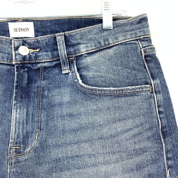 Hudson Rex Raw Edge Jean Shorts Mens Size 32 Medium Wash Stretch Denim - Picture 4 of 7